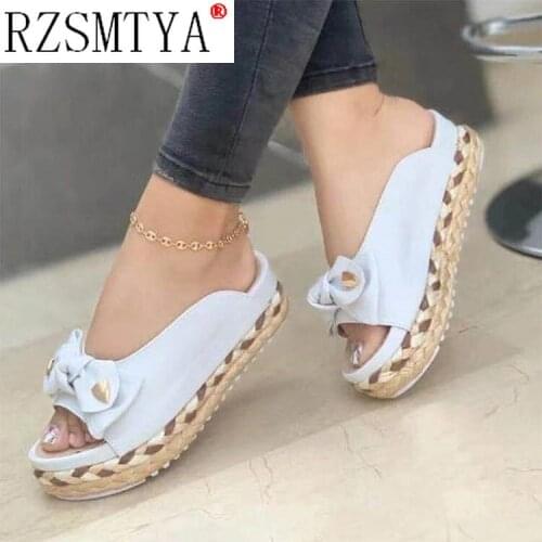 Women Summer Shoes Slippers Ladies Casual Bowknot Open Toe Platforms Sandals Wedges Shoes Sandales Slippers Zapatos De Mujer