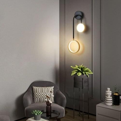 Modern Golden Metal LED Wall Lamp Nordic Style Bedside Wall Sconce Nordic Creative Wall Light For TV Background Aisle Hotel