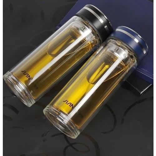 360ML Portable Double Wall Insulated Glass Cup High Capacity Tea Cups,business Transparent Thermos Cup Cute Water Bottle GIFT