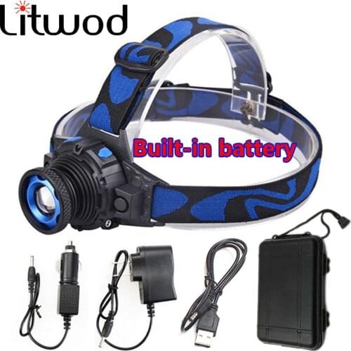 Litwod Z20 LED Headlight Build-in Rechargeable Battery Head Lamp Zoomable Q5 Led Bright Headlamp Head Light Head Flashlight