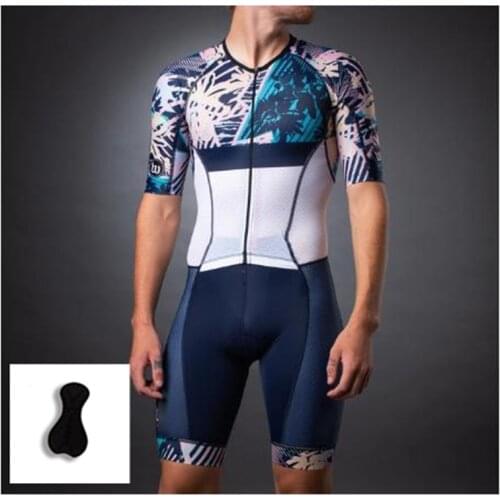 Bike Bicycle Clothing Non-Slip Ribbon Summer Men Cycling Jumpsuit Triathlon Cycling Suit Swimming Running Mountain