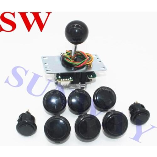 High Quality 1PC Original Sanwa Joystick JLF-TP-8YT with Black Ball+6PCS OBSF-30 Buttons+2PCS OBSF-24 Buttons for Arcade Console