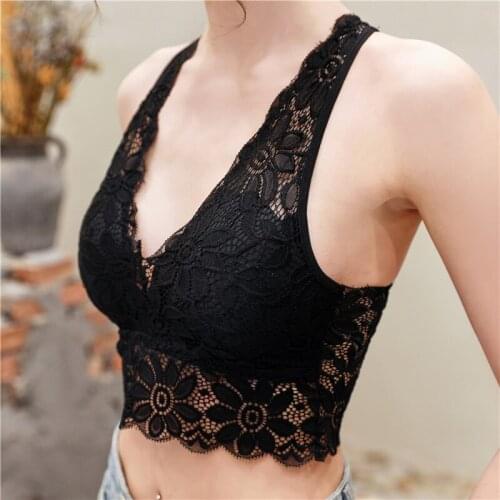 PEONFLY New Ladies Plus Size Full Cup Lace Push Up Bras For Women Black Bralette Deep V Tank Bras Underwear Brasier Mujer