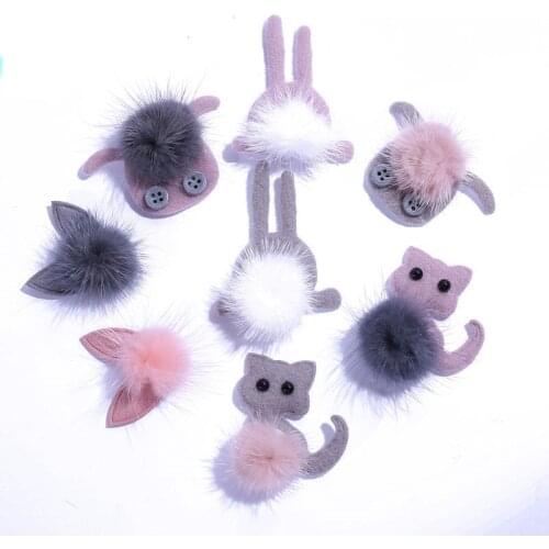 16pcs/lot Plush Fabric Padded Appliques Cartoon Animal Patch for Clothing Craft Sticker DIY Hair Ornament DIY Supplies