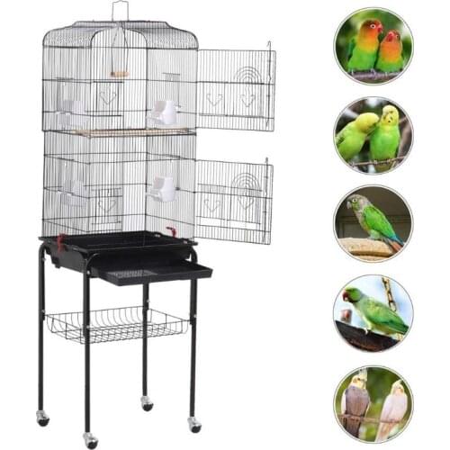 2021 Metal Large Pet Bird Cage Indoor Outdoor Breeding Multifunction Parrots Macaw Cockatiel Bird Nest Supply Fast Delivery HWC