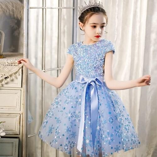 2021 Kids Prom Elegant Dresses Girls Elegant Star Sequins Ball Gowns Teenagers Evening Party Formal Dress Girl Boutique Clothes