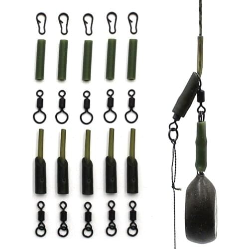 25PCS Accessories for Carp Fishing Running Rig Kit Silicone Sleeve Multi Clip heat shrink tube for Fishing Carp Feeder Fishing