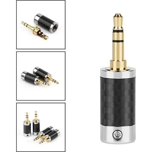 Areyourshop 3.5mm 3 Pole Stereo Carbon Fiber Headphone Plug Audio Male Jack