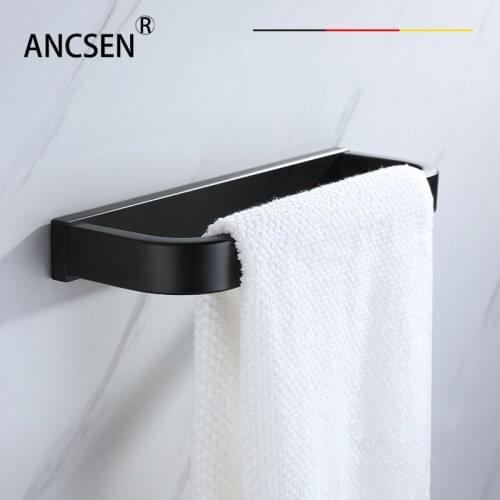 304 Stainless Steel Matte Black Bathroom Accessories Towel Hanger Wall Mounted Towel Rack Bathroom Towel Bar Rail Towel Ring