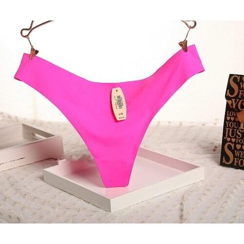 5pcs/lot Silk Pink Sexy Thong Models Panties for Women Seamless Underwear Panty Sexy G-string Briefs Calcinha T-back Tanga