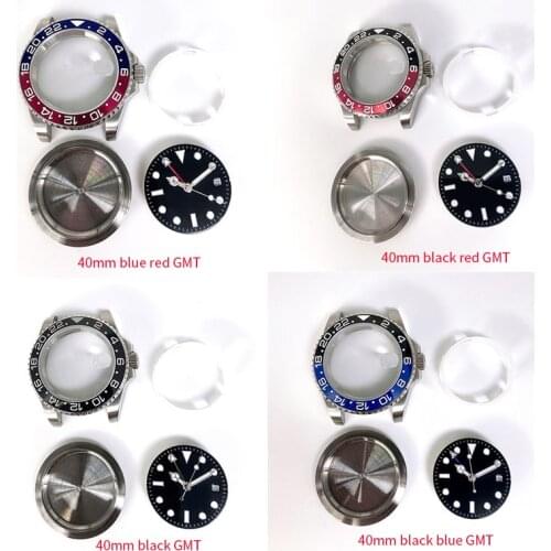 Watch Accessories Stainless Steel GMT Case and Dial set 40MM Suitable for ETA 2836 for MINGZHU 3804 2836 Movement