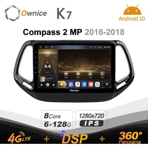 Ownice K7 Android 10.0 Car Radio Stereo for Jeep Compass 2 MP 2016 - 2018 4G LTE 360 2din Auto Audio System 6G+128G Optical