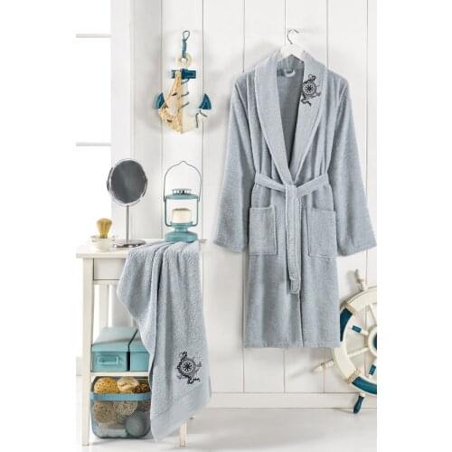 Unisex Havlulu Bathrobe 2li Set Face Towel Bathrobe