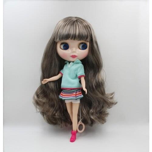 Blygirl,Blyth doll,Grey and white mixed curls, 7 - and 19-joint dolls, 1/6 dolls, nude dolls, can change the bangs