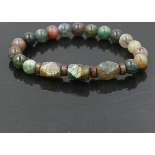Charm Men Bracelet Natural Lava Stone Labradorite Beads Bracelet Men Women Chakra Diffuser Bracelets Beads Jewelry Tobilleras