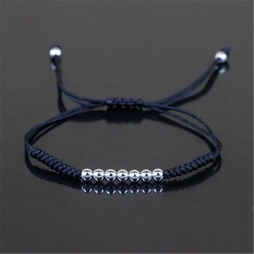 Famous Brand Women/Men Bracelets 4mm Round Copper Beads & 24K Silver Plated & Braiding Macrame Bracelet for Unisex