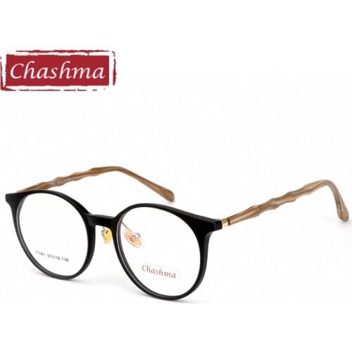 Chashma Brand Designer Retro Bamboo Wood Like Eyewear Fashion TR90 Frames Women Round Optical Glasses Frames for Mens