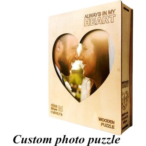 Heart-Shaped Wooden Puzzle Custom Personalized Family Puzzle Games DIY Wooden Jigsaw Puzzle For Lovers Friend Birthday Gifts