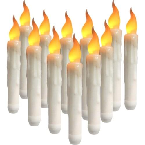 6/12pcs Electric Flameless Long LED Candle Lights Amber For Wedding Party Church Decoration Height Candlestick Candle Lamp