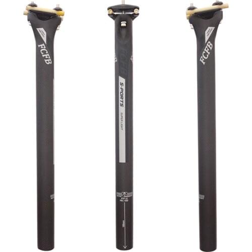 FCFB sliver black Carbon seatpost 27.2 31.6 30.8 MTB bicycle seat post tube Carbon fiber Bevel seatpost Carbon MTB 3K