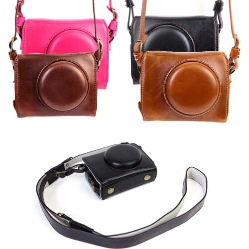 New Deluxe Edition Leather Case Camera Case Bag Cover for Canon G7x mark II/G7x markII Camera Cover + Leather Camera Strap