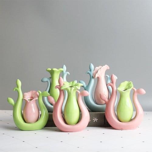 Creative pink ceramic vase decoration dining table hydroponic flower arrangement container desktop living room home decoration