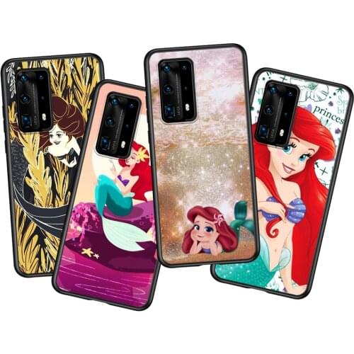 The Little Mermaid lovely Silicone Cover For Huawei P40 P30 P20 Pro P10 P9 P8 Lite RU E Mini Plus 2019 2017 Soft Phone Case