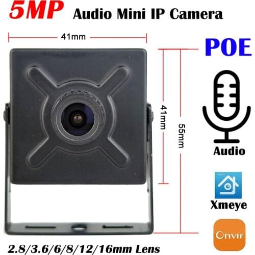 H.265 HD 5MP Mini IP Camera POE Audio Micro 2.8mm Lens Indoor Security ONVIF P2P Xmeye App IP CCTV Video Surveillance Camera
