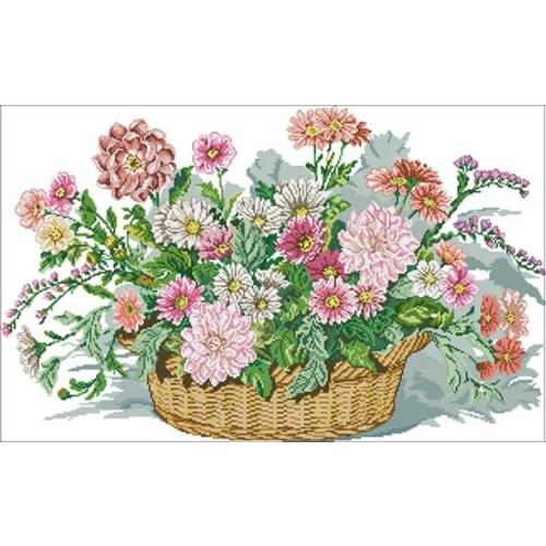 A basket of flowers patterns Counted Cross Stitch 11CT 14CT 18CT DIY Chinese Cross Stitch Kit Embroidery Needlework Sets