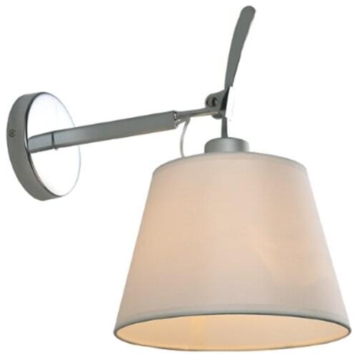 Nordic modern chrome metal single head wall lamp simple creative fabric lampshade adjustable bedside decoration lamp LEDlighting