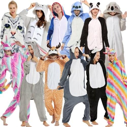 New Unicorn Onesies Unisex Totoro Kigurumi Animal Pajamas for Women Adults Winter Warm Sleepwear Anime Costumes Cartoon Jumpsuit
