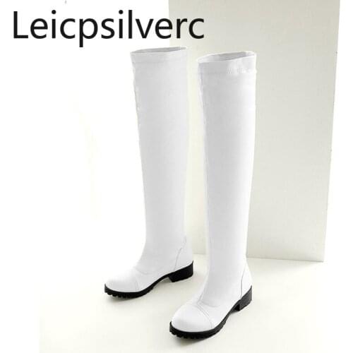 New style Autumn and winter fashion Thick heel Low-heeled Comfortable Non-slip High tube Over the knee boots plus size 34-43