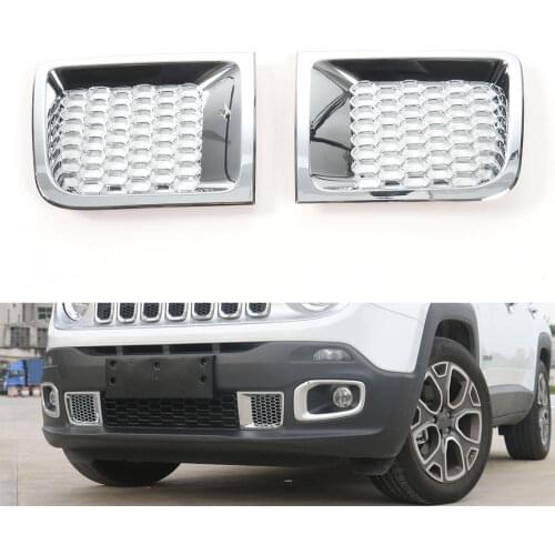 New ABS Front Air Intakes Duct Vent Trim Front Bumper 2pcs/pair Grill Frame Decoration For Jeep Renegade 2015 2016 Car Styling