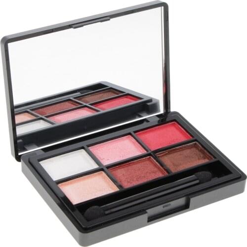 6 Color Pearl Glitter Eye Shadow Powder Palette Matt Eyeshadow Cosmetic Kit with Mirror Brush