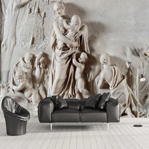 European Style 3D Stereo Relief Angel Sculpture Murals Wallpaper Living Room TV Bedroom Background Wall Cloth 3D Papel De Parede