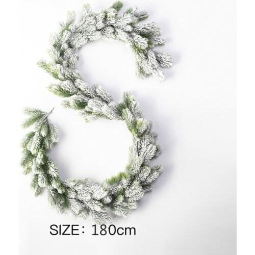 Christmas decoration rattan flocking snow spray simulation rattan circle wreath Christmas ornaments pendant door decorations