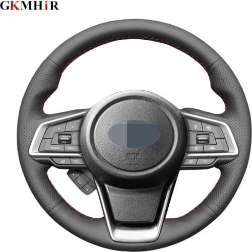 Hand-stitched Black Artificial Leather Car Steering Wheel Cover for Subaru Forester 2019 Ascent 2019 Crosstrek 2018-2019 Impreza