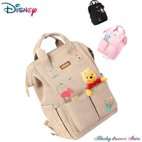 Disney Diaper Backpack Baby Bags for Mom Wet Bag Fashion Mummy Maternity Diaper Organizer Mickey Minnie Double Pocket USB Pram
