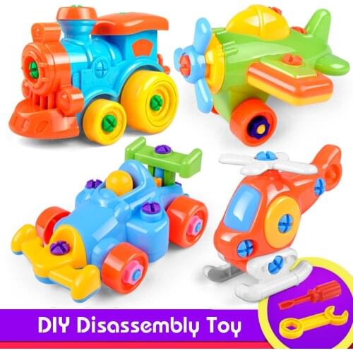 Disassembly Assembly Nut Toy Car/Helicopter Classic Toy With Assemble Screw Driver Early Puzzle Educational Toys For Children