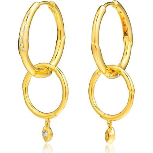 Flower Stem Hoops Shine Earrings 100% 925 Sterling-Silver-Jewelry with Clear CZ Free Shipping
