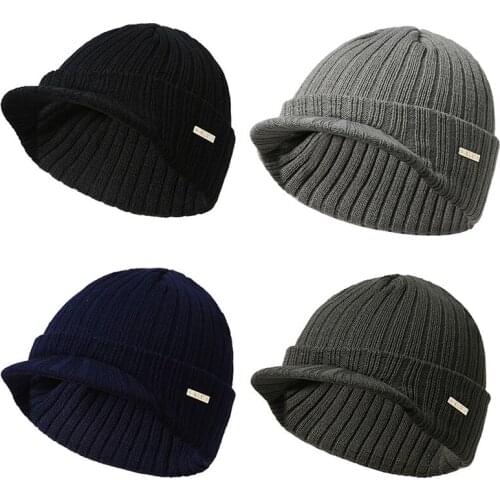 Fashion Autumn Winter Casual Hat Unisex Sport Skiing Caps Solid Color Stripe Knitting Soft Warm Visors Peaked Cap For Men Women