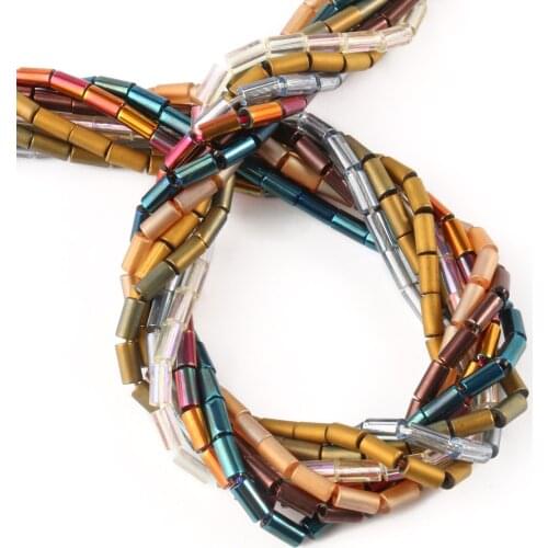 5x3mm Multiple Colors Electroplated Glass Beads Cylindrical Shape for DIY Bracelet Jewelry Making Accessories 15" Wholesale