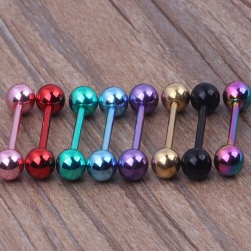 Tongue body jewelry free shipping mix 7 colors 50pcs/lot stainless steel body piercing jewelry tongue barbell