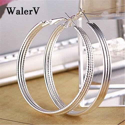 WalerV for Women Set Retro Wind Stripe Pattern Woman Long Big Earrings Circle Prom Party.jewelry Earrings Gift