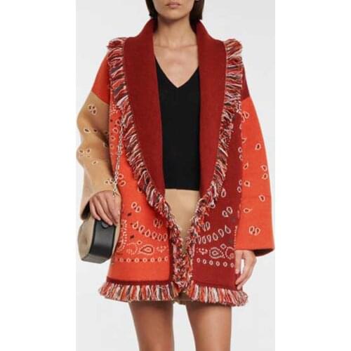 Jastie Bohemian Bandana Cashmere Cardigan Women Jacket Sweater Autumn Winter Tassel Lapel Belt Long Sleeve Sweater Overcoat