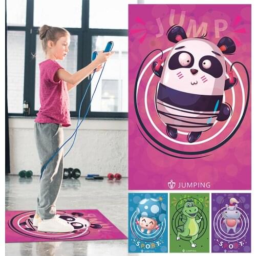 Soundproof Natural Rubber Skipping Mat Cartoon Animal Printed Yoga Mat For Kids Children Non Slip Jumping Rope Training Tapete