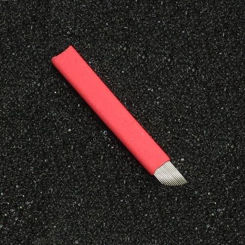 0.18mm Red 14-Pin Permanent Makeup Manual Eyebrow Tattoo Needles Blade For 3D Embroidery Microblading Tattoo Pen Machine