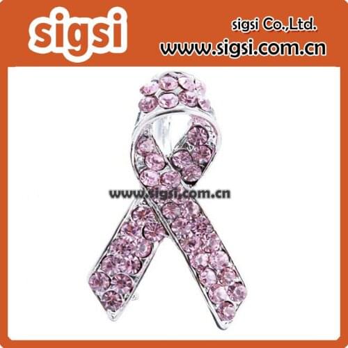 100pcs/lot 45mm Pink Ribbon Breast Cancer Awareness Crystal Rhinestone Pendant