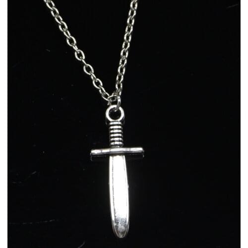 20pcs New Fashion Necklace 30x12x4mm dagger Pendants Short Long Women Men Colar Gift Jewelry Choker