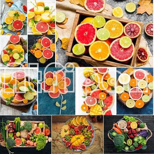 5D DIY Mosaic Diamond Painting fruit Vegetables New SquareRound Inlaid Rhinestone Embroidery Kitchen Landscape Decoration